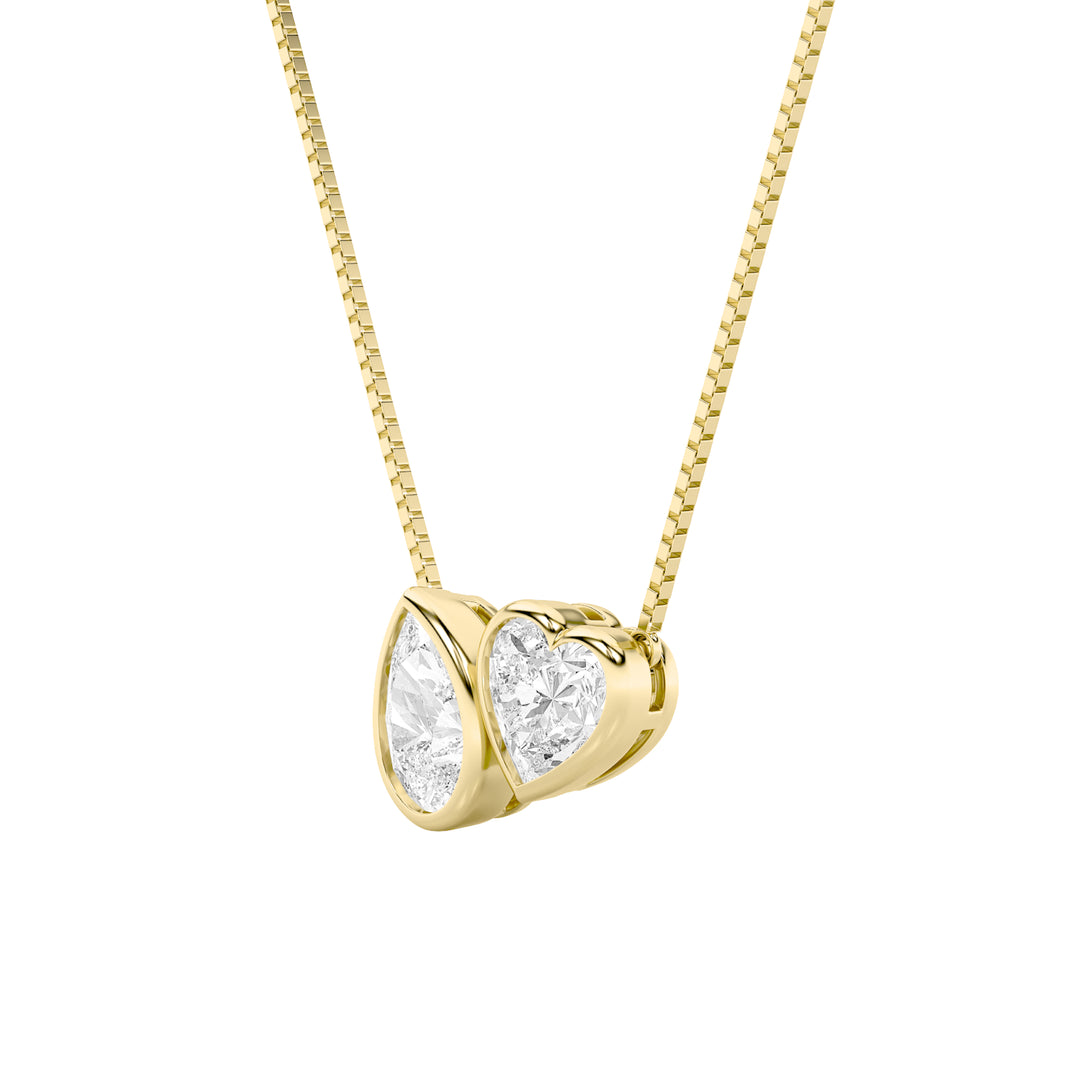 2Cttw Pear Shaped Lab Grown Diamond (F/VS) Heart Shaped Necklace in 14K Gold