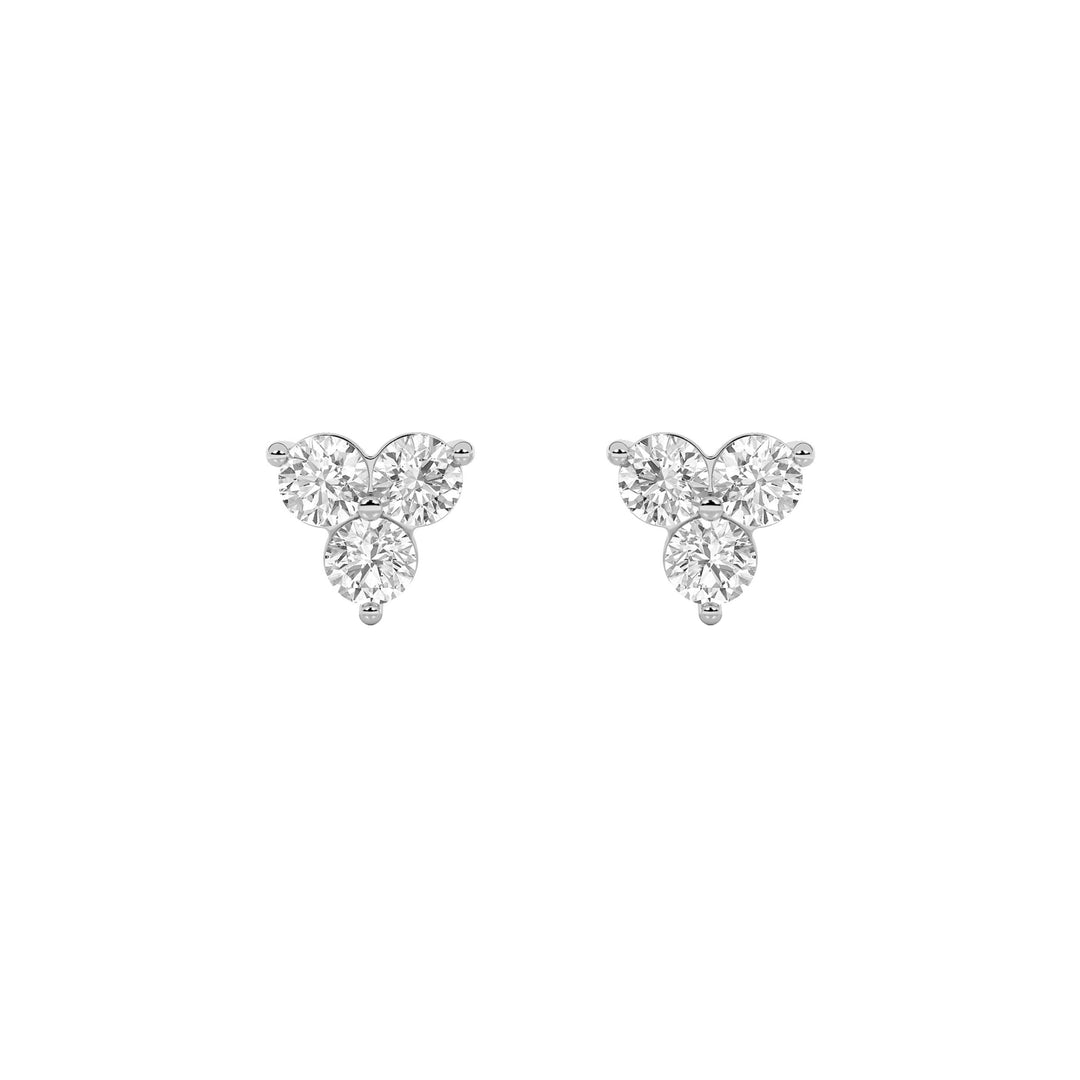 1.5CTW Round Shaped Lab Grown Diamond (F/VS) Three Stone Earrings in 14K Gold