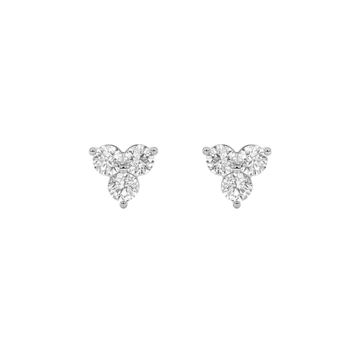 1.5CTW Round Shaped Lab Grown Diamond (F/VS) Three Stone Earrings in 14K Gold