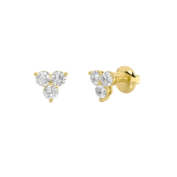 1.5CTW Round Shaped Lab Grown Diamond (F/VS) Three Stone Earrings in 14K Gold