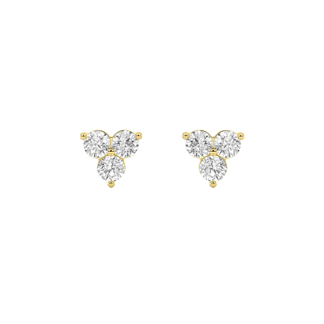 1.5CTW Round Shaped Lab Grown Diamond (F/VS) Three Stone Earrings in 14K Gold