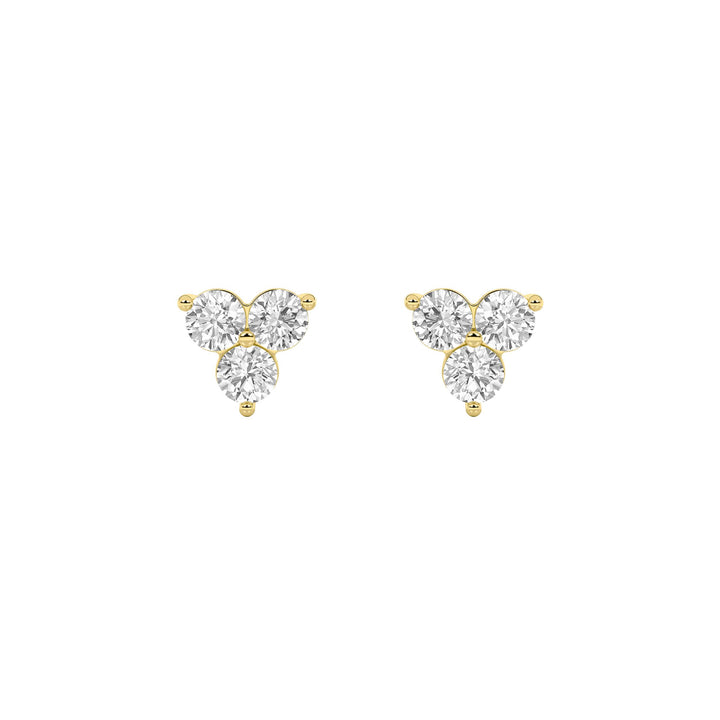 1.5CTW Round Shaped Lab Grown Diamond (F/VS) Three Stone Earrings in 14K Gold