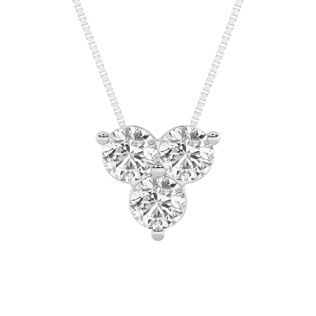 1CTW Round Shaped Lab Grown Diamond (F/VS) Three Stone Pendant in 14K Gold