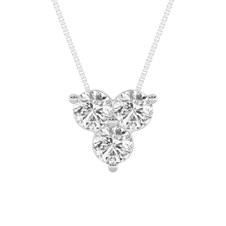 1CTW Round Shaped Lab Grown Diamond (F/VS) Three Stone Pendant in 14K Gold