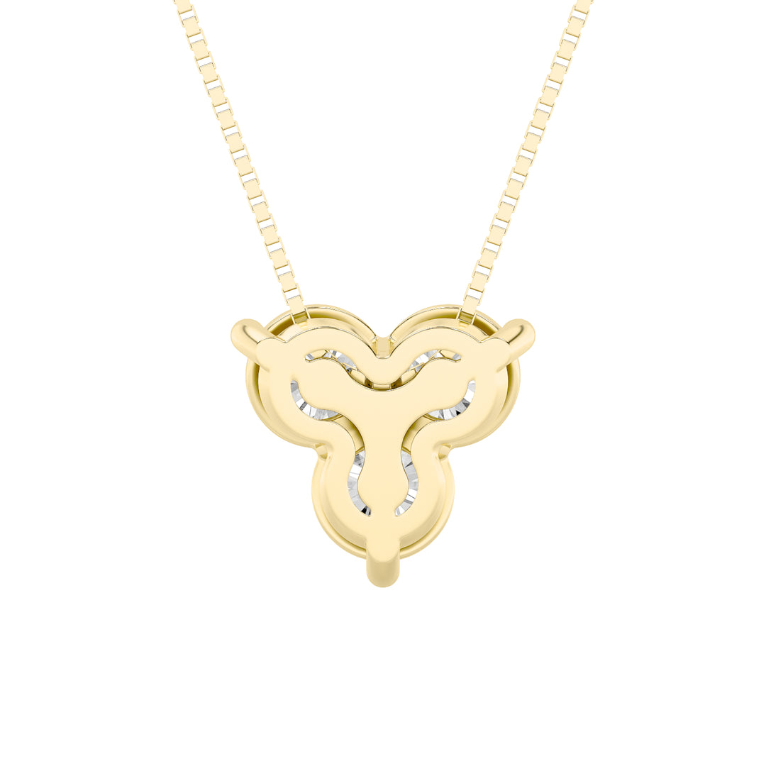 1CTW Round Shaped Lab Grown Diamond (F/VS) Three Stone Pendant in 14K Gold