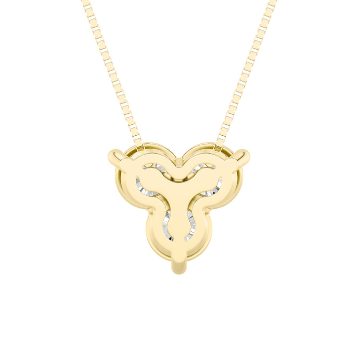 1CTW Round Shaped Lab Grown Diamond (F/VS) Three Stone Pendant in 14K Gold