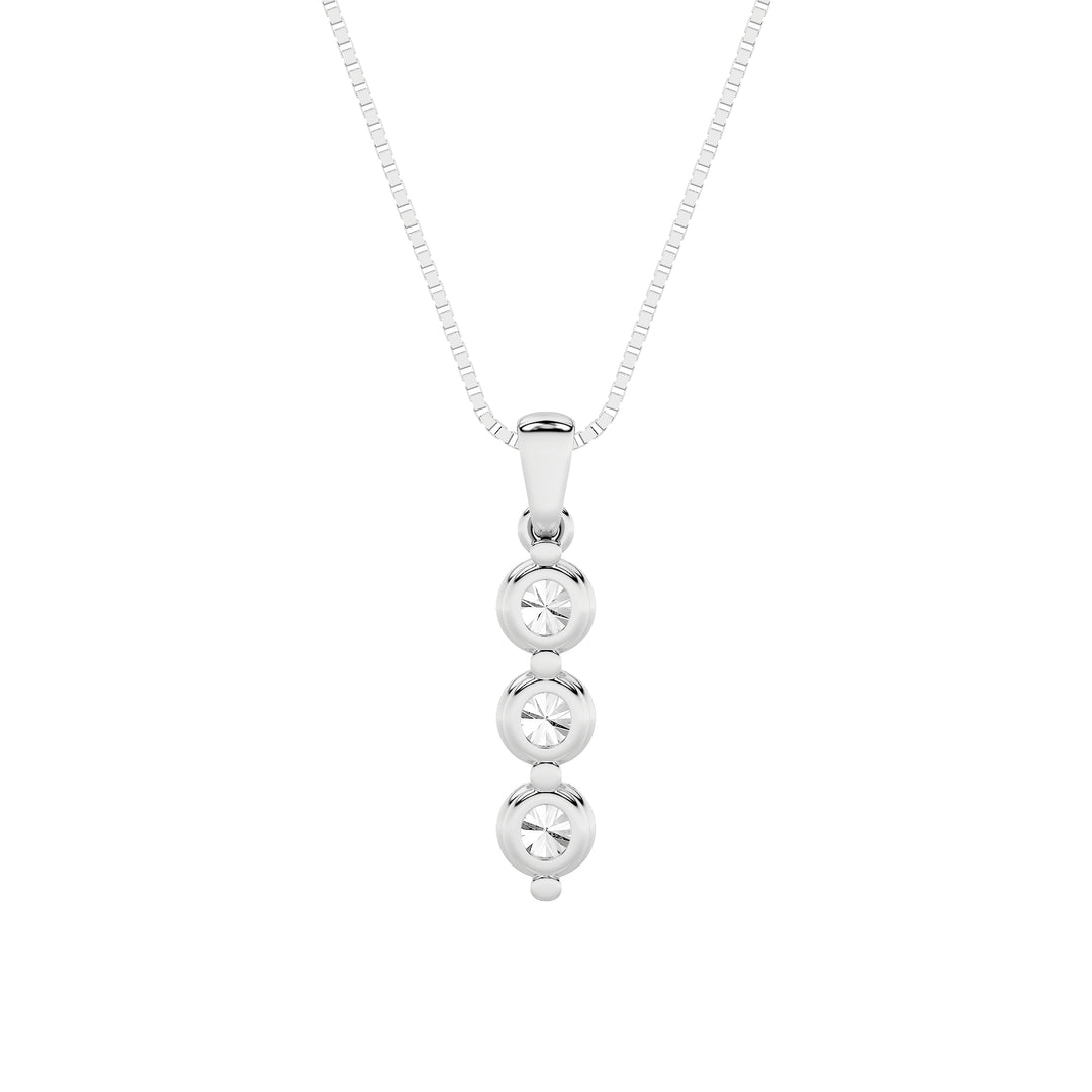 1CTW Round Shaped Lab Grown Diamond (F/VS) Three Stone Pendant in 14K Gold