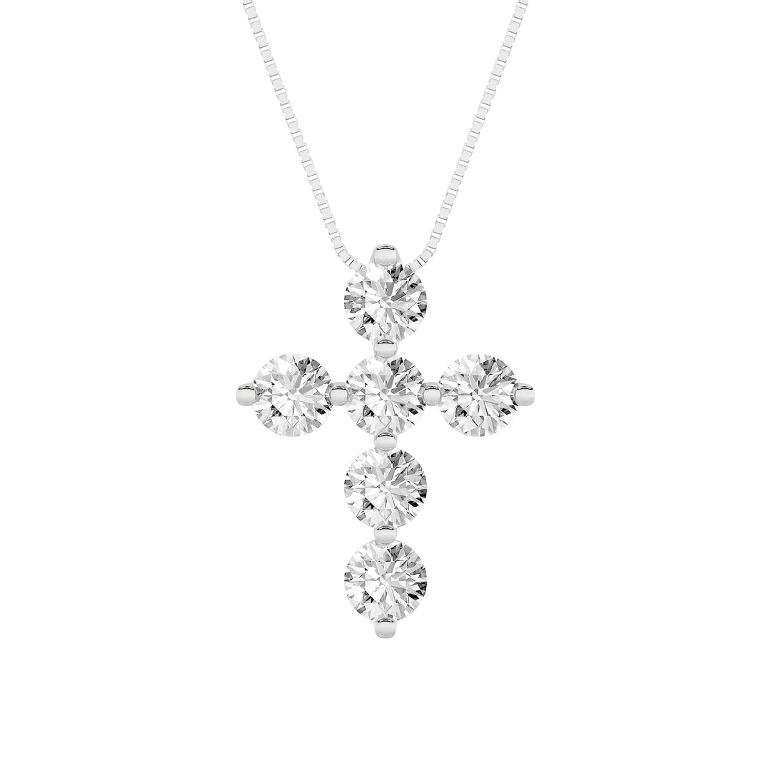 1.5CTW Round Shaped Lab Grown Diamond (F/VS) Cross Pendant in 14K Gold