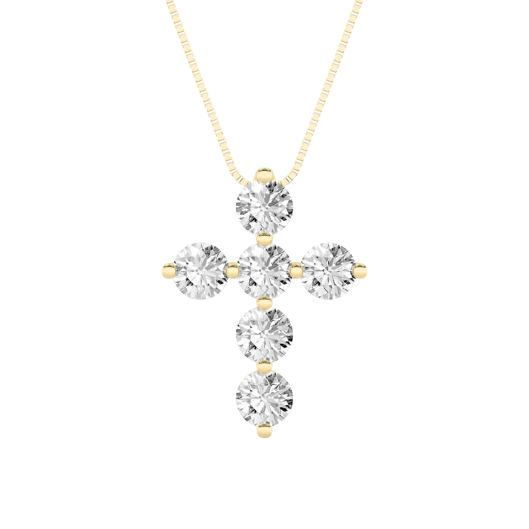 1.5CTW Round Shaped Lab Grown Diamond (F/VS) Cross Pendant in 14K Gold