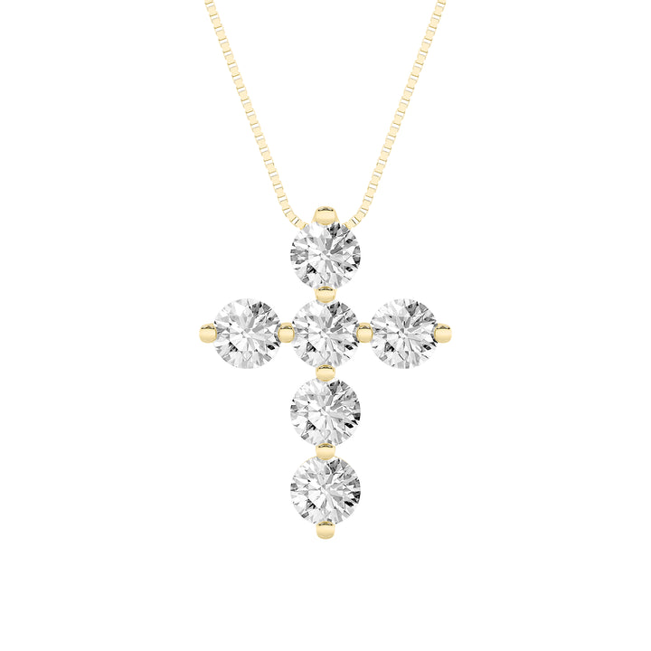 1.5CTW Round Shaped Lab Grown Diamond (F/VS) Cross Pendant in 14K Gold