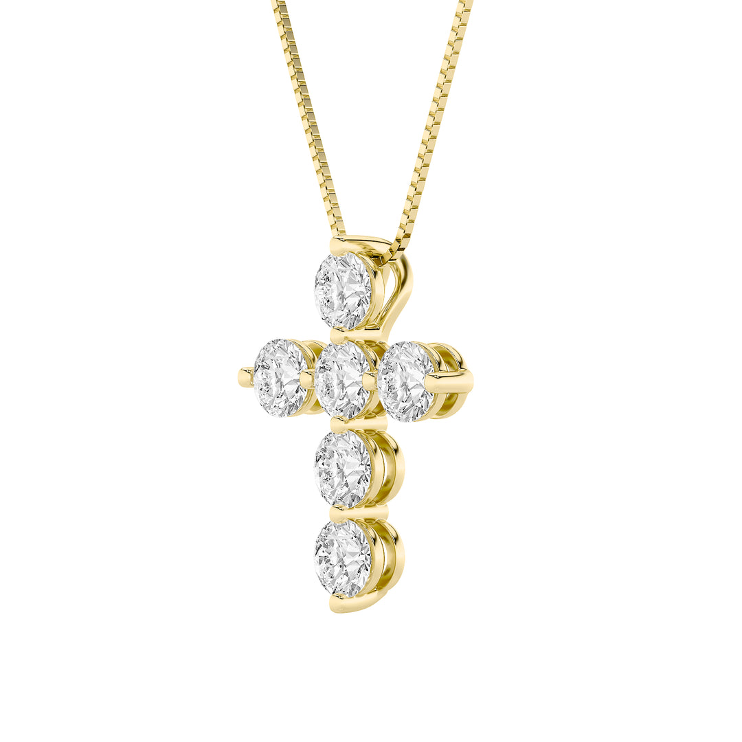 1.5CTW Round Shaped Lab Grown Diamond (F/VS) Cross Pendant in 14K Gold