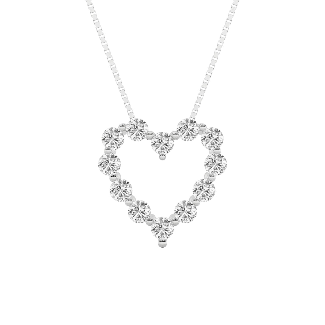 2CTW Round Shaped Lab Grown Diamond (F/VS) Heart Shaped Pendant in 14K Gold