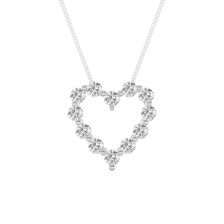 2CTW Round Shaped Lab Grown Diamond (F/VS) Heart Shaped Pendant in 14K Gold