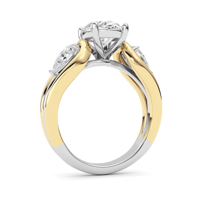 3Cttw Oval Shaped Lab Grown Diamond (F/VS) Two Tone Solitaire Engagement Ring in 14K Gold