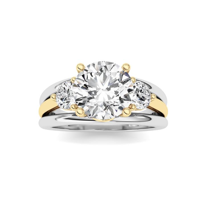 3Cttw Oval Shaped Lab Grown Diamond (F/VS) Two Tone Solitaire Engagement Ring in 14K Gold
