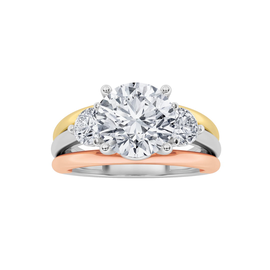 14K Rose Gold 2.5ctw Lab Diamond 3-Stone Engagement Ring