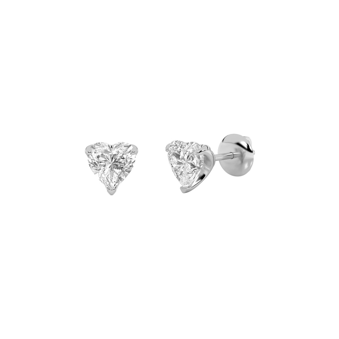 2CTW Heart Shaped Lab Grown Diamond (F/VS) Heart Shaped Earrings in 14K Gold