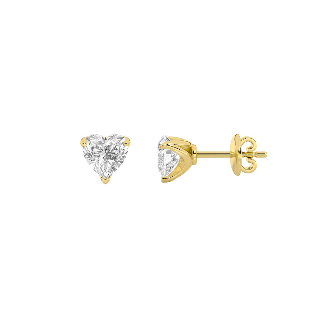 2CTW Heart Shaped Lab Grown Diamond (F/VS) Heart Shaped Earrings in 14K Gold