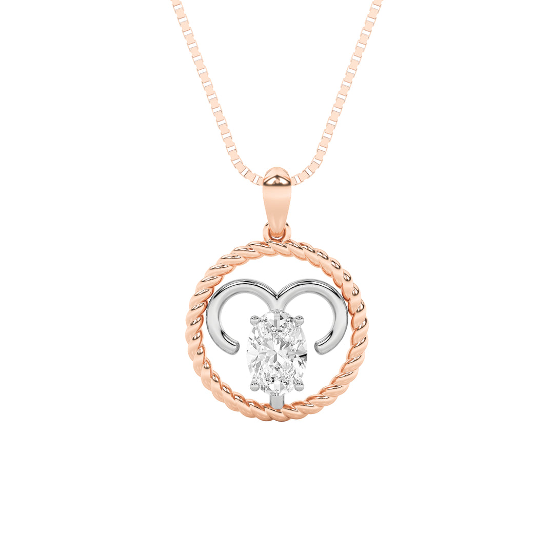1Cttw Oval Shaped Lab Grown Diamond (F/VS) ZodiacPendant in 14K Gold