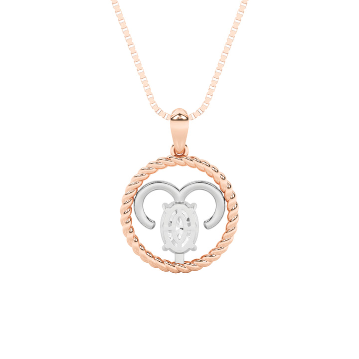 1Cttw Oval Shaped Lab Grown Diamond (F/VS) ZodiacPendant in 14K Gold
