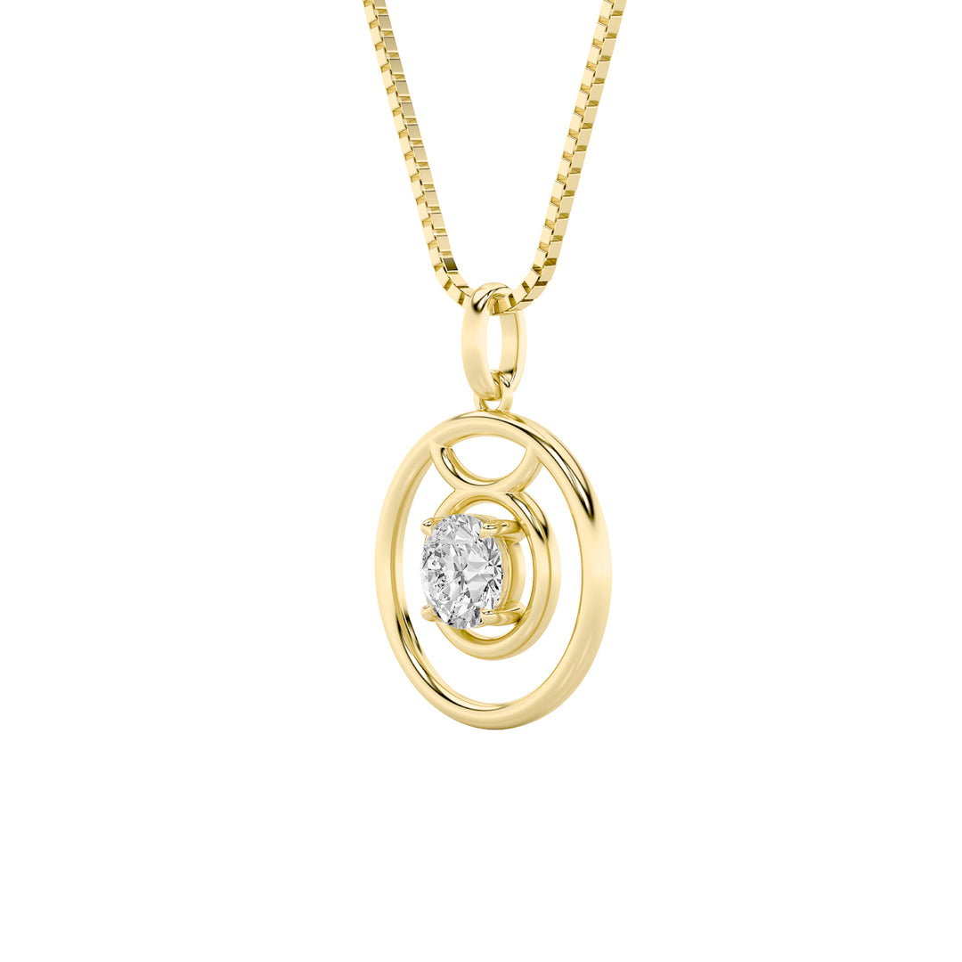 1Cttw Round Shaped Lab Grown Diamond (F/VS) Zodiac Pendant in 14K Gold