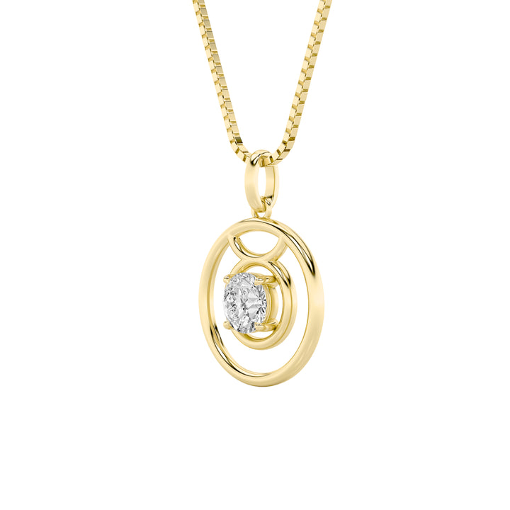 1Cttw Round Shaped Lab Grown Diamond (F/VS) Zodiac Pendant in 14K Gold