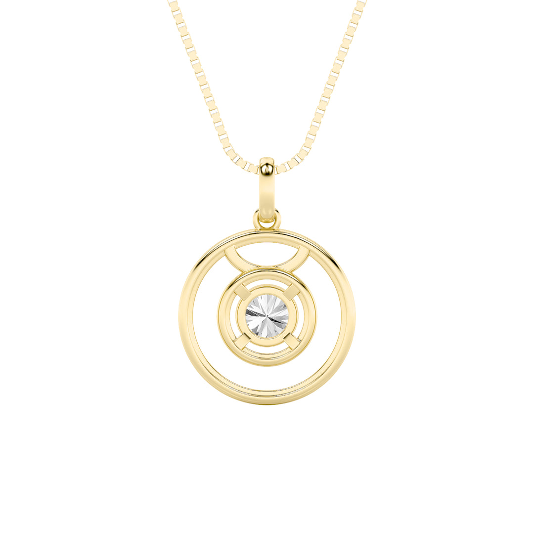 1Cttw Round Shaped Lab Grown Diamond (F/VS) Zodiac Pendant in 14K Gold