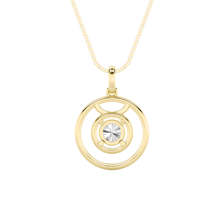 1Cttw Round Shaped Lab Grown Diamond (F/VS) Zodiac Pendant in 14K Gold