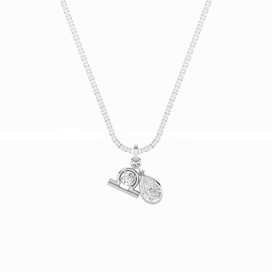1CTW Pear Shaped Lab Grown Diamond (F/VS) Zodiac Pendant in 14K Gold