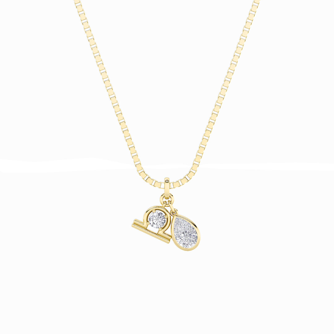 1CTW Pear Shaped Lab Grown Diamond (F/VS) Zodiac Pendant in 14K Gold