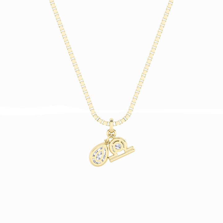 1CTW Pear Shaped Lab Grown Diamond (F/VS) Zodiac Pendant in 14K Gold