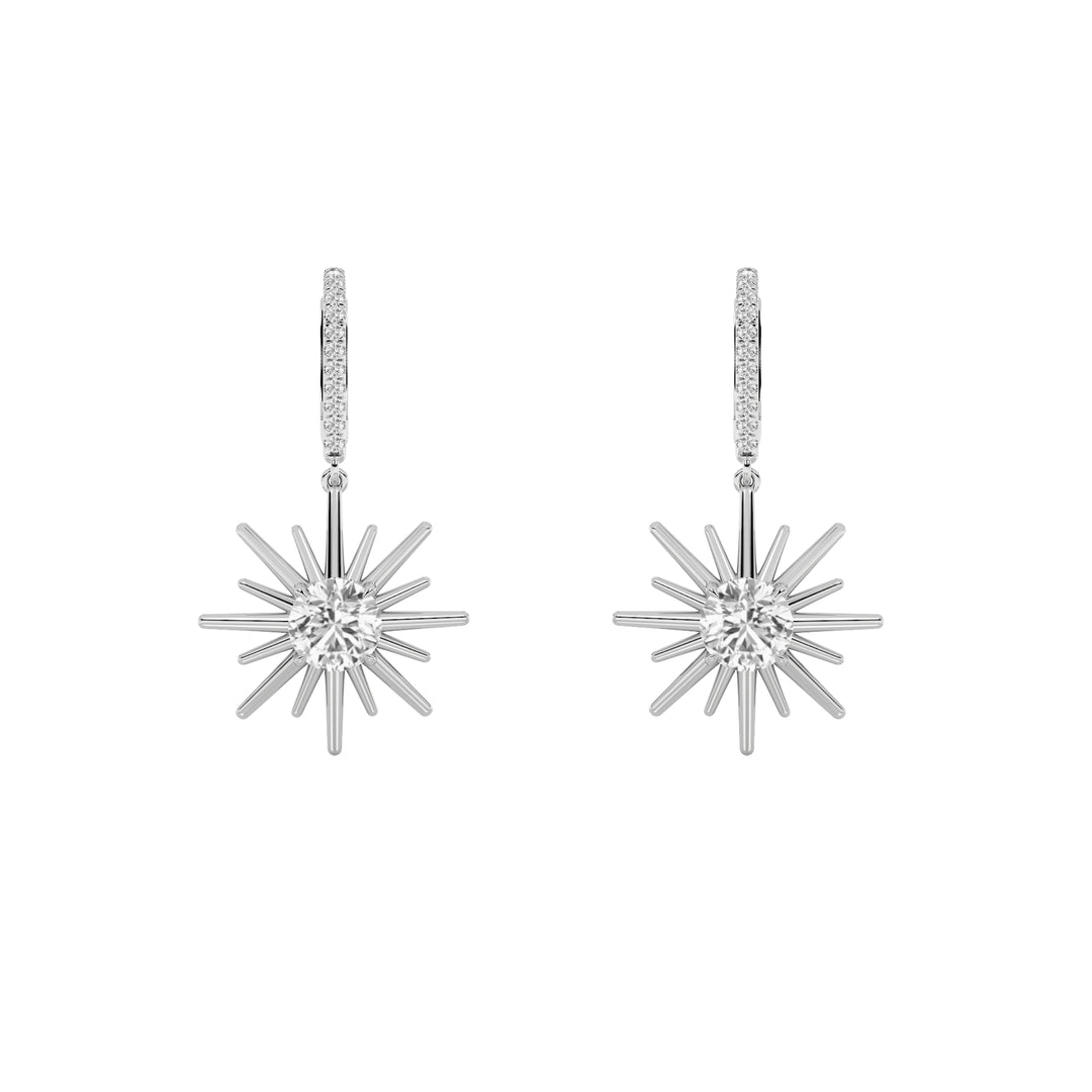 2Cttw Round Shaped Lab Grown Diamond (F/VS) Dangle Earrings in 14K Gold