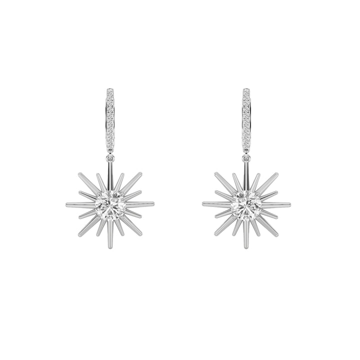 2Cttw Round Shaped Lab Grown Diamond (F/VS) Dangle Earrings in 14K Gold