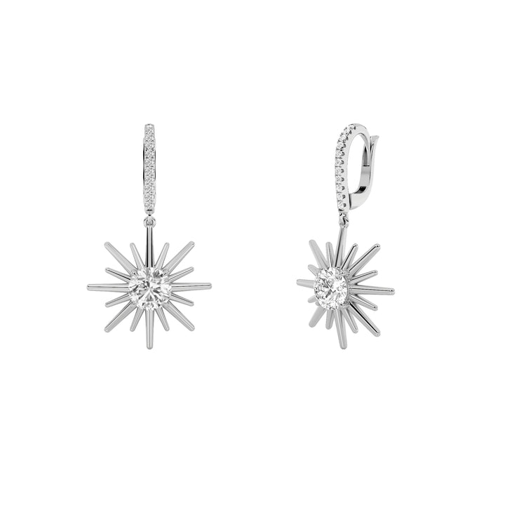 2Cttw Round Shaped Lab Grown Diamond (F/VS) Dangle Earrings in 14K Gold