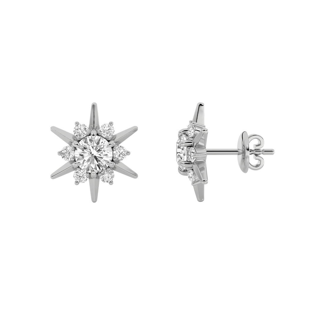 2CTW Round Shaped Lab Grown Diamond (F/VS) Astralis Earrings in 14K Gold