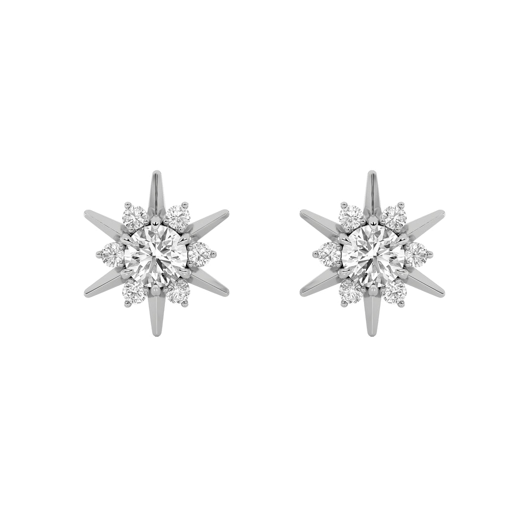 2CTW Round Shaped Lab Grown Diamond (F/VS) Astralis Earrings in 14K Gold