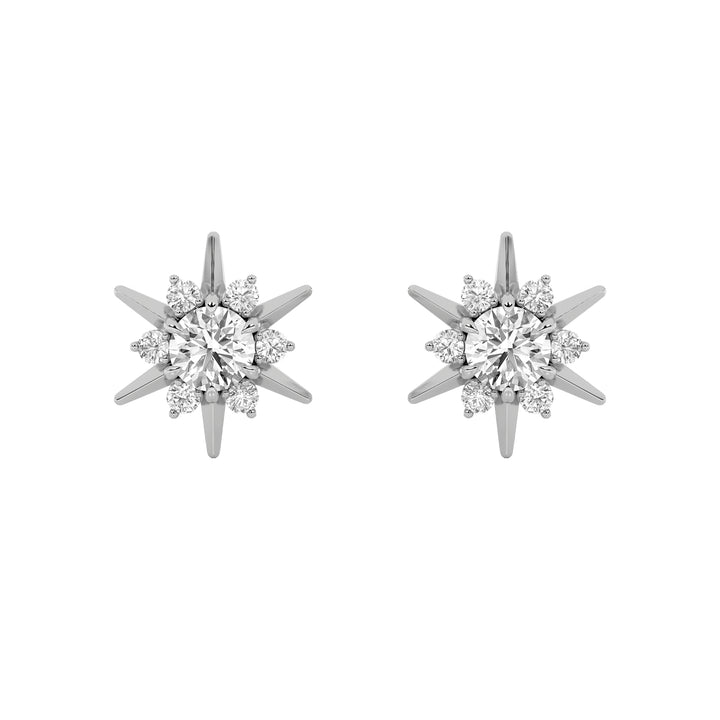 2CTW Round Shaped Lab Grown Diamond (F/VS) Astralis Earrings in 14K Gold