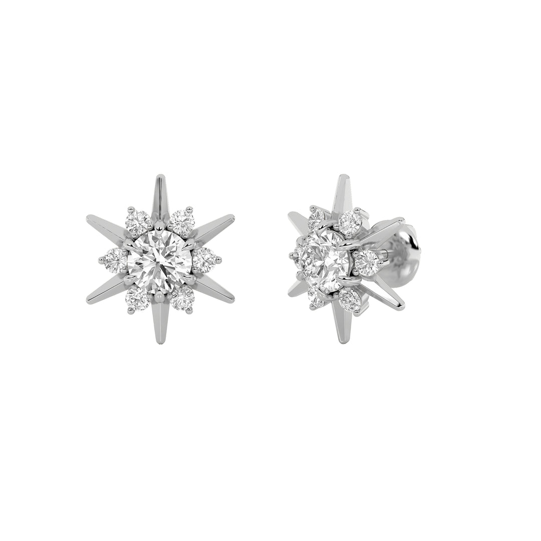 2CTW Round Shaped Lab Grown Diamond (F/VS) Astralis Earrings in 14K Gold