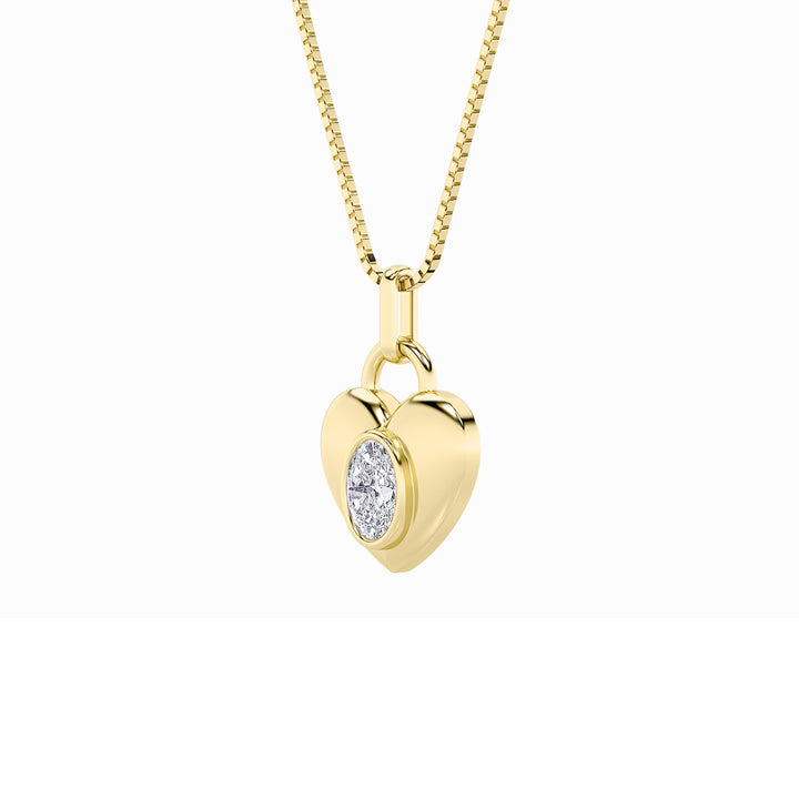 1Cttw Oval Shaped Lab Grown Diamond (F/VS) Heart Pendant in 14K Yellow Gold
