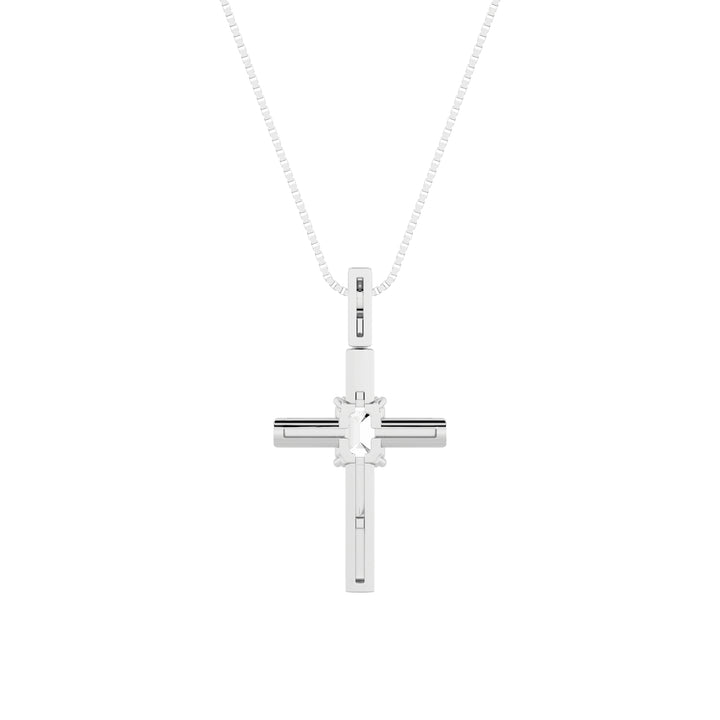 0.5CTW Emerald Shaped Lab Grown Diamond (F/VS) Cross Pendant in 14K Gold