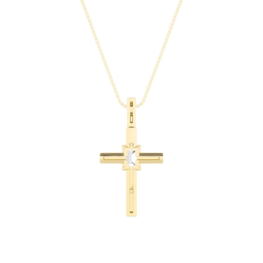 0.5CTW Emerald Shaped Lab Grown Diamond (F/VS) Cross Pendant in 14K Gold