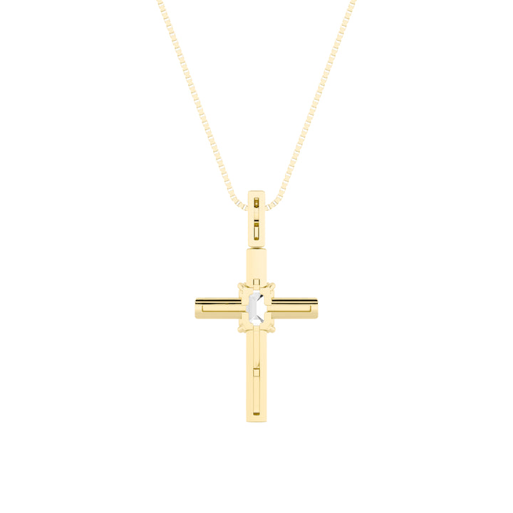 0.5CTW Emerald Shaped Lab Grown Diamond (F/VS) Cross Pendant in 14K Gold