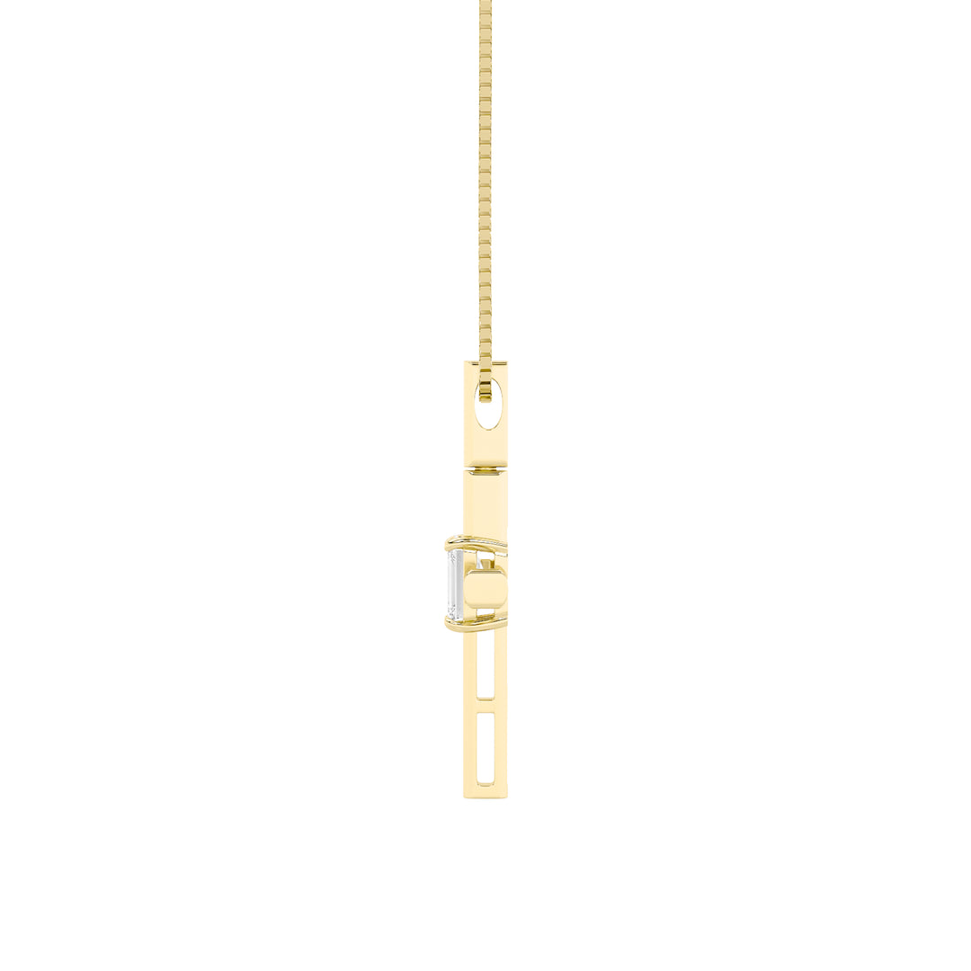 0.5CTW Emerald Shaped Lab Grown Diamond (F/VS) Cross Pendant in 14K Gold