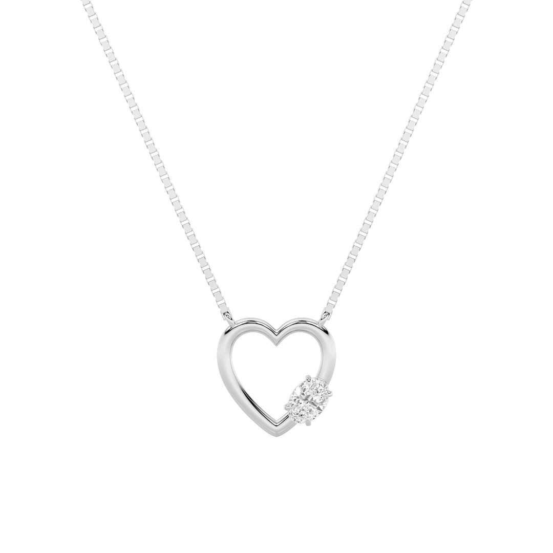 0.5CTW Oval Shaped Lab Grown Diamond (F/VS) Heart Shaped Necklace in 14K Gold