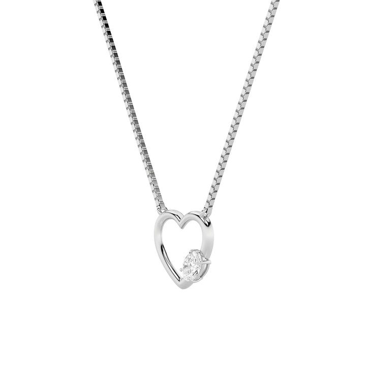 0.5CTW Oval Shaped Lab Grown Diamond (F/VS) Heart Shaped Necklace in 14K Gold