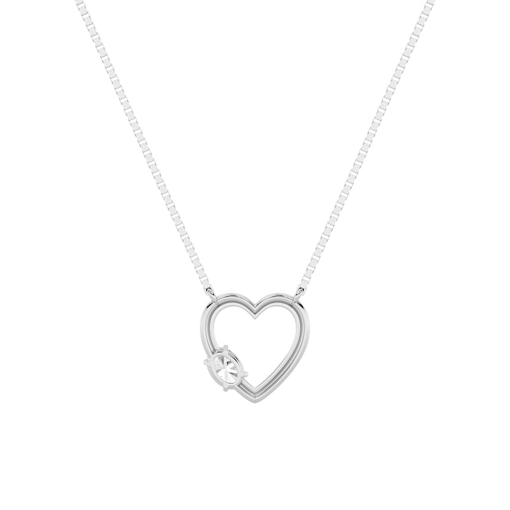 0.5CTW Oval Shaped Lab Grown Diamond (F/VS) Heart Shaped Necklace in 14K Gold
