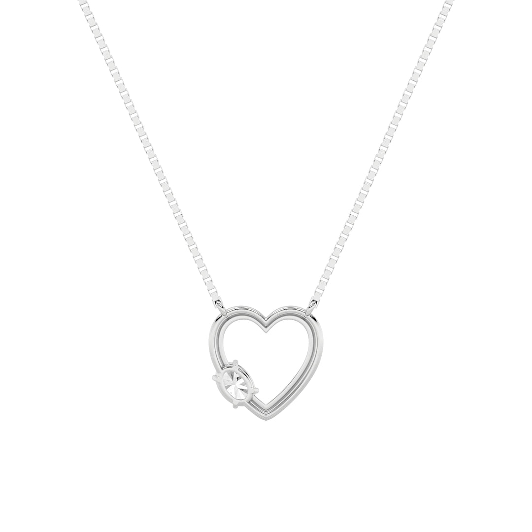 0.5Cttw Oval Shaped Lab Grown Diamond (F/VS) Heart Shaped Necklace in 14K Gold
