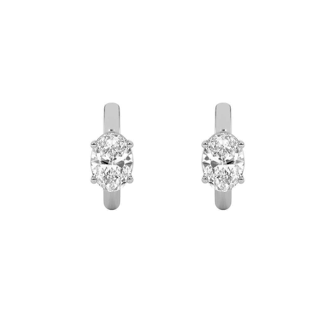 0.25CTW Oval Shaped Lab Grown Diamond (F/VS) Huggie Cuff Half Pair Earrings in 14K Gold