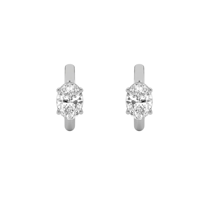 0.25CTW Oval Shaped Lab Grown Diamond (F/VS) Huggie Cuff Half Pair Earrings in 14K Gold