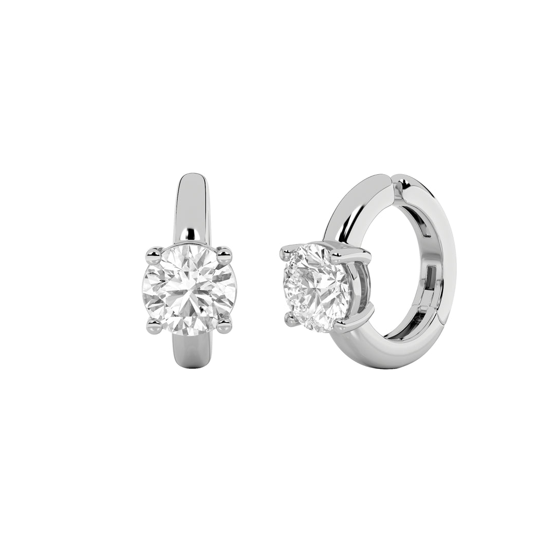 0.25CTW Round Shaped Lab Grown Diamond (F/VS) Huggie Cuff Half Pair Earrings in 14K Gold